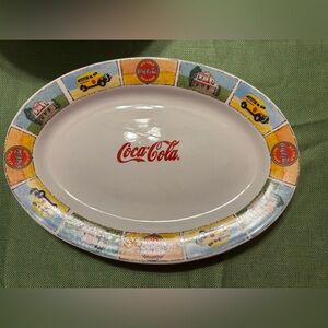 Vintage Gibson Coca-Cola Oval Plate with Colorful Border